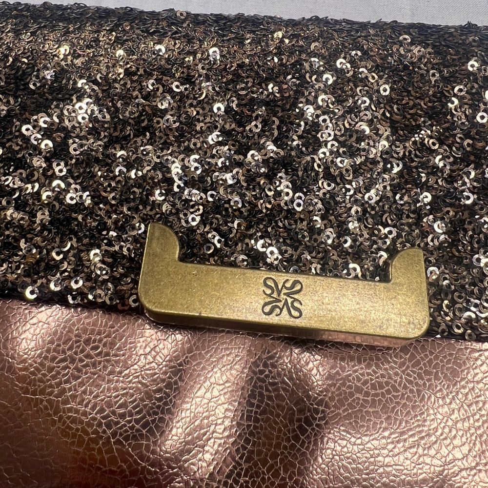 Simply Vera Metallic Bronze/Sequin Clutch/Shoulder Bag - Picture 2 of 15